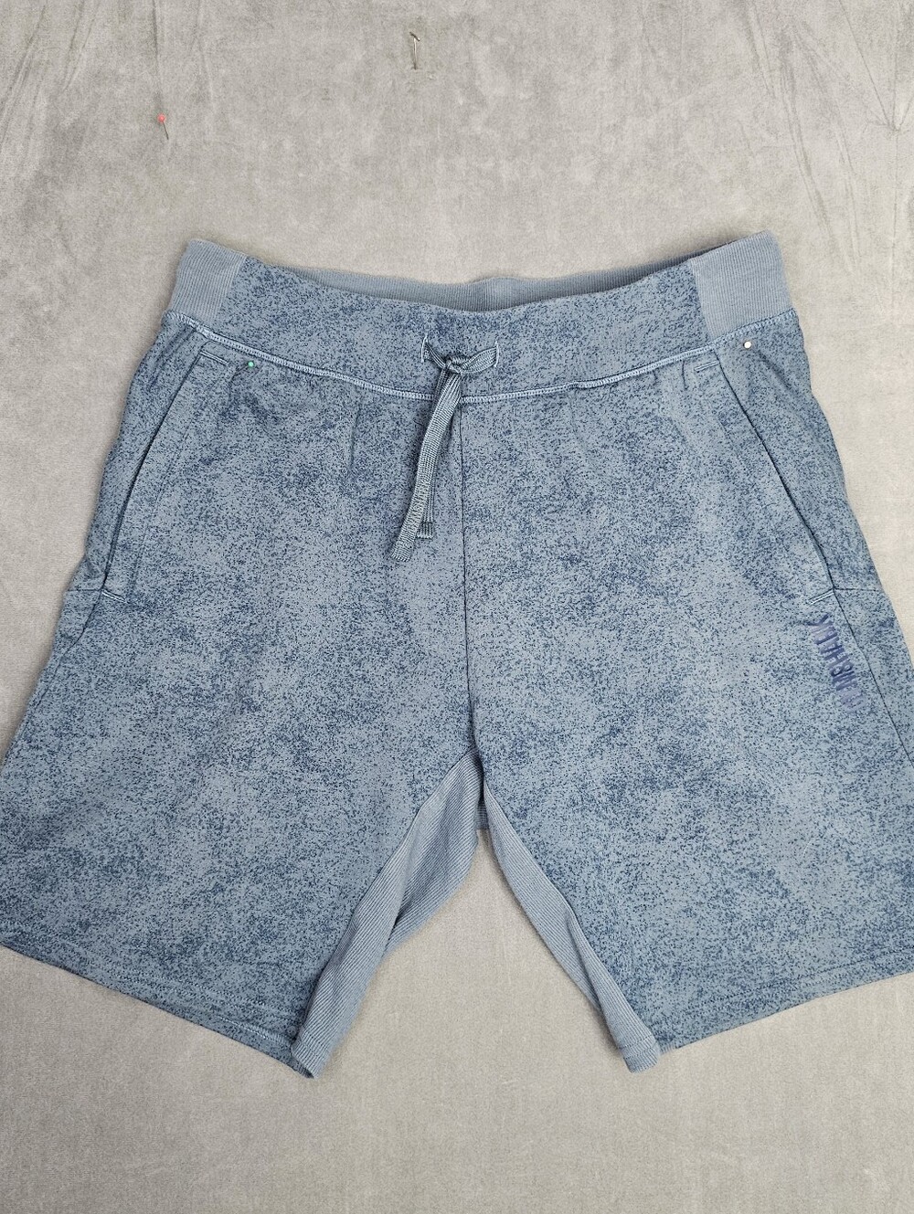Gymshark Shorts Mens Medium Blue Fleece Sweat Knit Drawstring Athletic Gym A7-10